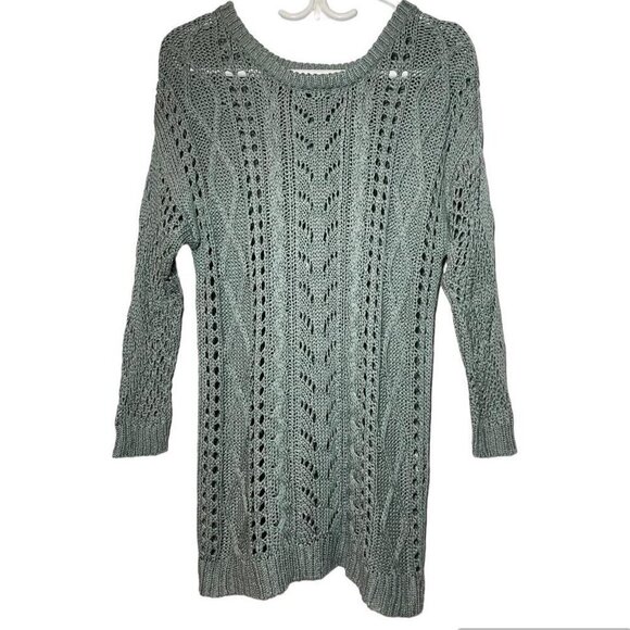 MOUSSY Long Sleeve Crochet Knit Sweater Dress - Picture 1 of 5